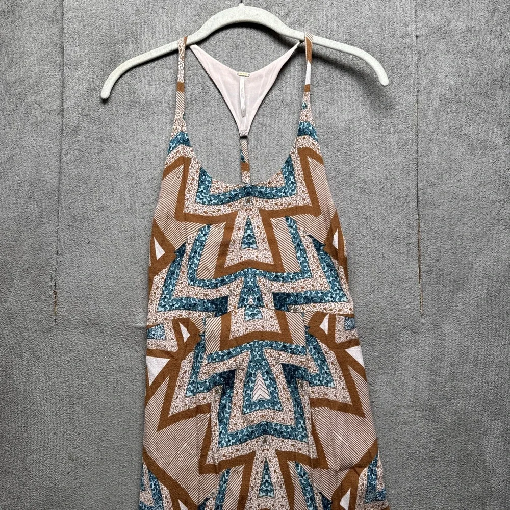 Free People Womens M Halter Maxi Dress Geometric Print‎ Boho Festival Resort